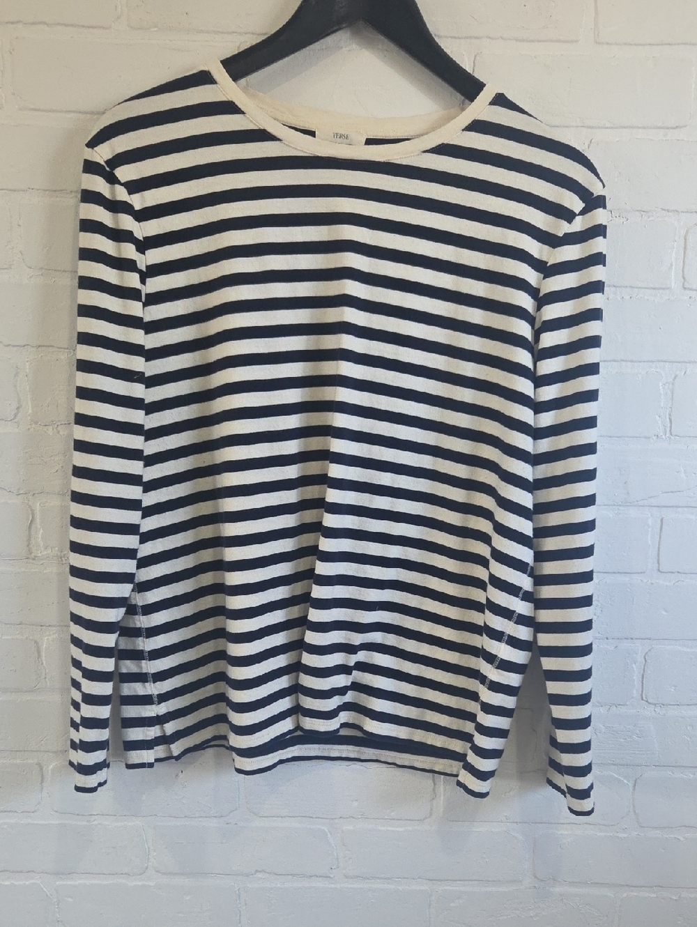 Striped Long Sleeve Tee - Navy & White Classic Crew
